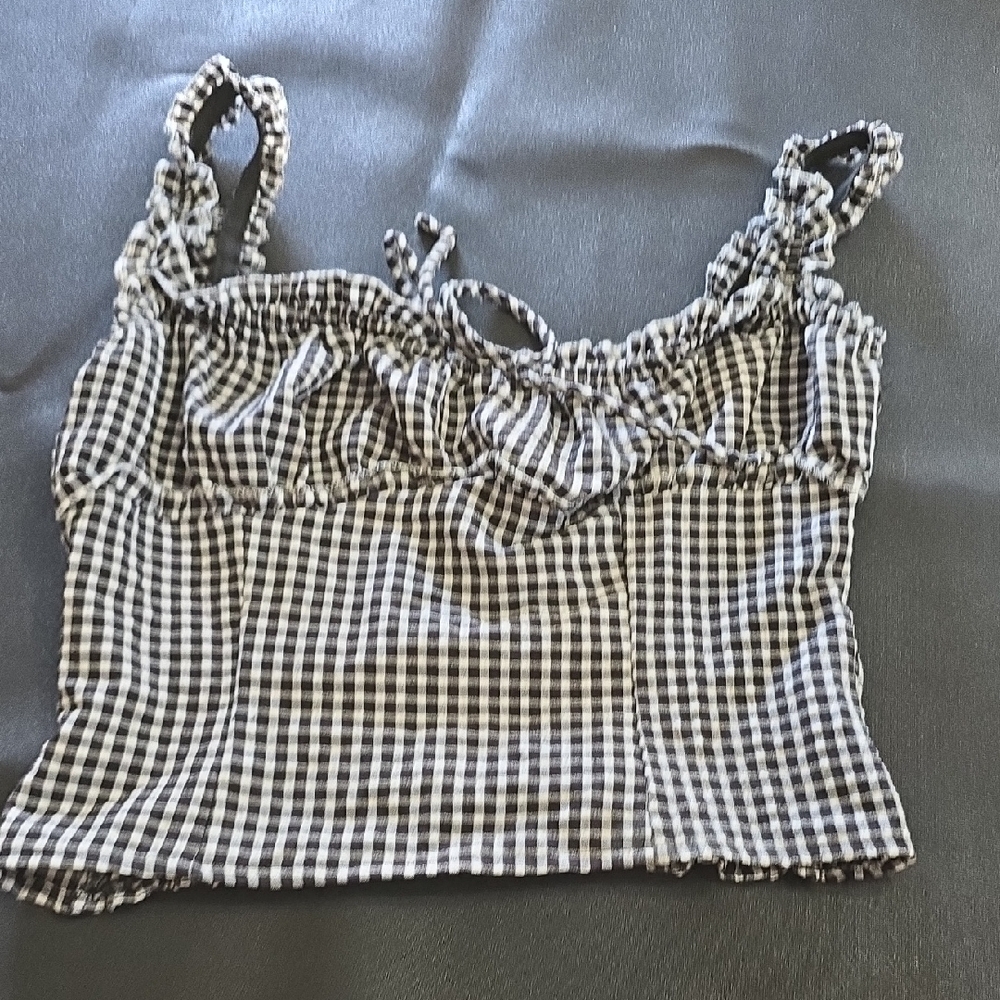 Sienna Sky Black and White Checkered Crop Top